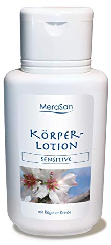 MeraSan Naturkosmetik Körperlotion SENSITIVE Parfümfrei 200ml - Für Empfindliche Haut, mit Rügener Kreide, Vegan - Frei von Silikon, Paraffin, Mineralöl und Parabenen