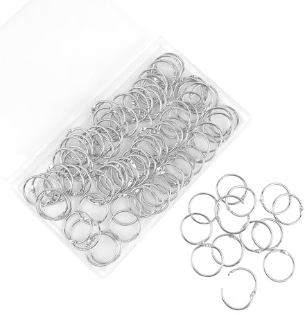 Loose Leaf Binder Office Book Rings 1-Inch(100 Pack), with Metal Nickel Plated for Key,for Index Cards and School,Sliver