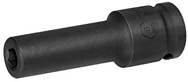 Jetech 1/2 Inch Drive Vaso de Impacto Profundo de 8mm con Diseño de 6 Puntas, Acero Aleado al Cromo Molibdeno con Tratamiento Térmico, Métrico