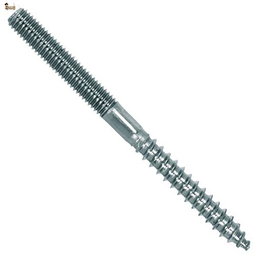 BricoLoco Espárrago tornillo tirafondo cincado doble rosca con sección central hexagonal. Huella Torx. Unión madera o taco con rosca métrica. (10x160, 10)