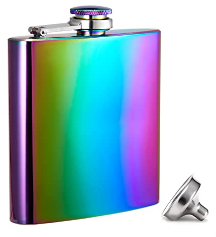 Hillside-Kit Hip Flask Pocket Alcohol Dranking Flask 6 OZ Stainless Steel Leak proof with Funnel Flask set (Coloful)