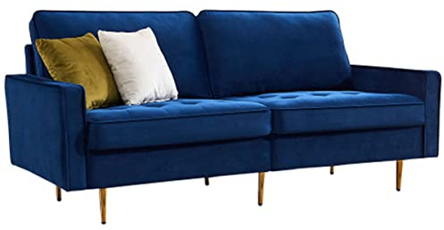 Sofa 2 Sitzer, Kippsofa Sofa Samt Mit Hochdehnbar Schlaffunktion, Polstersofa Mit Armlehnen Im Modernen Design, Für Wohnzimmer Schlafzimmer Kleine Wohnung ​Jugendzimme,Blau