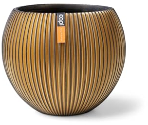 Capi Europe - Gefäß Kugel Groove Black & Gold - 10x9 - Gold - Öffnung Ø7 - Blumentopf für drinnen - BGVGB101