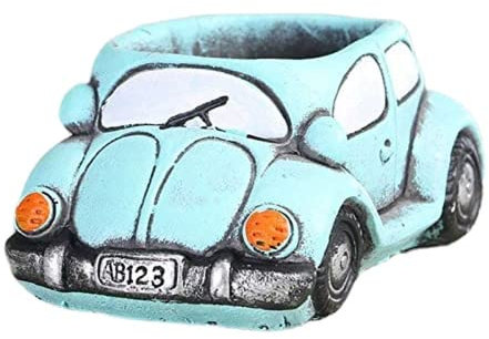 HUAPING Hula Mini Blumentopf Zement Autoform, Cartoon-Auto Retro Pflanzentopf Gartentöpfe Kreativ mit Ablauflöchern, für Sukkulenten, Kakteen, Kräuter, für Zuhause, Garten, Geschenk, Büro (A)