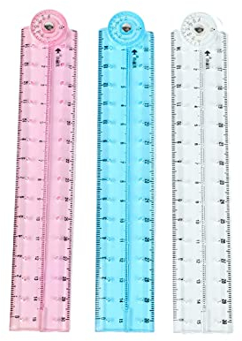 HREDZEO Regla Plegable Transparente de 30 Cm, 3 Pcs, Plástico, Regla Recta para Papelería Escolar y Oficina
