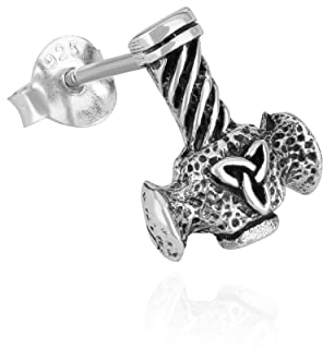 NKlaus Einzel Ohrstecker Thors Hammer Viking 925 Silber 11x10mm Keltischer Ohrring 10072