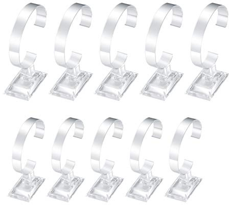 HexinYigjly 10 Pcs Watch Display Stand Holder, 4 inch/3.5 inch Clear Plastic Watch Display Stand Rack, Round Transparent Bracelet Stand Holder