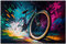 PRINTONIA Bild auf Leinwand 120x80cm Fahrrad Rad MTB Mountainbike Abstrakt Radsport Art Bilder Dekoration Wandbild Kunstdruck