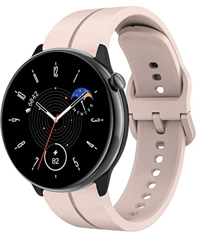 CZhkg Bracelet de Montre 20mm pour Huawei Watch GT3/GT2 42mm, Coros Pace 2/Apex, Polar Ignite/Unite - Sangle Silicone avec Fermoir (Rose)
