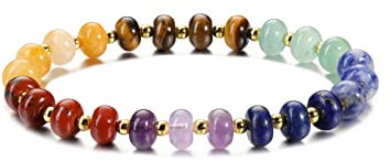 GEHECRST 7 Chakra Armband Edelstein Armbänder Natürliche Chakra Steine Yoga Armband Healing Reiki Energietherapie Glückbringen Edelstein für Damen Herren (Stil 4)