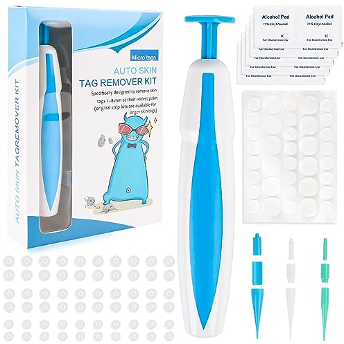 Stielwarzen Entfernen Schnell Kit, Skin Tag Remover Kit für Micro bis Large (2 mm-8 mm), Skin Tag Remover Kit 2 in 1 mit 60 Tag Bands, Sicher Schmerzlos Hautanhängsel Hautzipfel Entfernen Stielwarzen