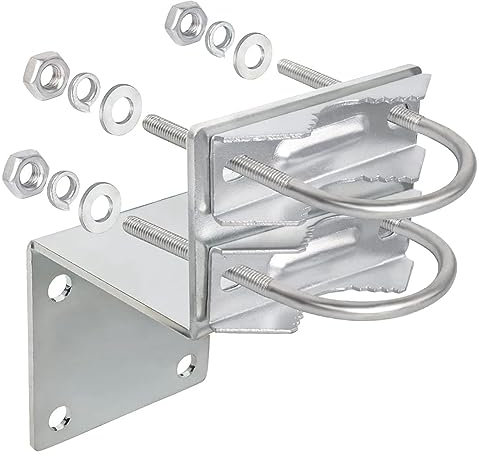 Graootoly Kits de de mât d'antenne, support de de poteau d'antenne avec double boulons en U, support de mâchoire en V pour support de poteau d'antenne, facile à installer et à utiliser