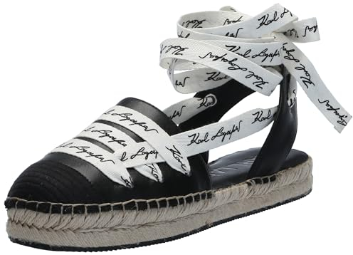 Karl Lagerfeld Paris Damen Mariko-Ankle Wrap Espadrille Plattform, Schwarz, 41 EU