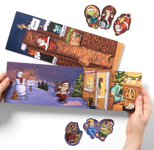 SURPRISA Cartes de Noël avec Enveloppe XXL Lot de 2, Cartes-Cadeaux Vivantes à Glisser, Cartes avec 2 Motifs Festifs pour Donations d'Argent Personnalisées