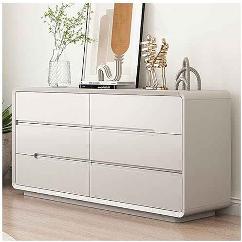 FICHET Kommode für Schlafzimmer, weiße Schubladen, mit 8 Schubladen, Große Kommoden & Kommoden Holzkommoden für Schlafzimmer, Kinderzimmer, Flur, Büro,6 Drawer