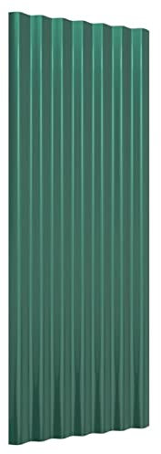 Gecheer Roof Panels Roof Sheets Metal Roofing Covers, Powder-coated Steel Roofing Sheets, 12 pcs Corrugated Garage Shed Side Panels, for Carport Greenhouse Green 100x36 cm