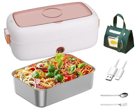 Scaldavivande Elettrico Portatile Adatto per Portatili Da 110 V/12 V/24 V , Scaldavivande Elettrico Isolamento Termico Di Lunga Durata Alimentato Tramite USB , Scalda Cibo Elettrico Portatile ,White