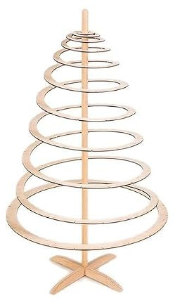 Albero di Natale a Spirale in Legno di Abete 85 cm, Decorazione Natalizia Naturale, Facile da Assemblare con Istruzioni Incluse per Casa e Ufficio