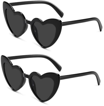 Augesak Herz Sonnenbrille, Vintage Sonnenbrille Herz, UV400 Sonnenschutz Brille Herzform Damen, Herzförmige Party-Sonnenbrille, Mode Herzbrille für Hochzeit Party Reise