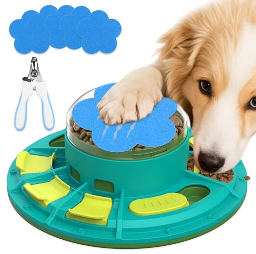 Beelike Dog Nail File Toy + Dog Puzzle Toy + Dog Slow Feeder, Dog Food Puzzle Toy Feeder with Dog Nail Scratch Board (Green)