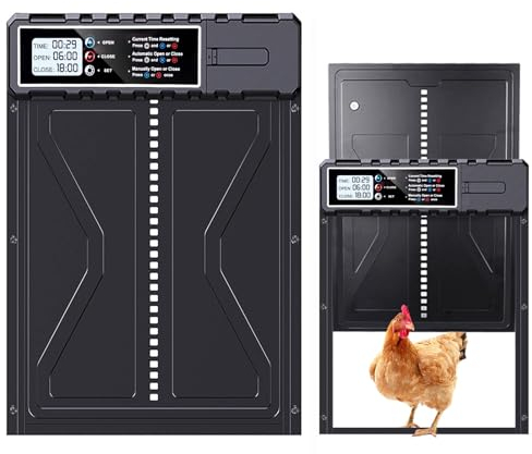 Grande Poulailler Automatique avec minuterie/Protection Intelligente Contre Le pincement, Mode Automatique/Manuel, Porte en Alliage d'aluminium, écran LCD étanche programmable,Résistant à l'eau