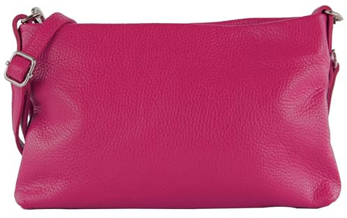 modamoda de T258 Damen Leder Umhängetasche Clutch Kosmetiktasche handmade in Italy, Farbe:Pink