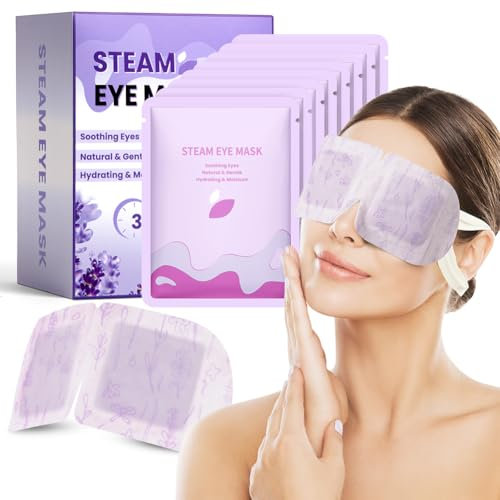Flintronic Steam Eye Mask, 12 Packs Heated Eye Mask, Lavender Self Heating Eye Mask, Disposable Sleep Eye Mask, Moist Hot Compress Eye Patch for Dry Eyes Fatigue, Dark Circles, Puffy Eyes