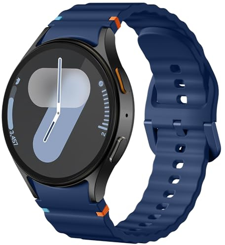 Dirrelo No Gap Band Compatible with Samsung Galaxy Watch 7 6 5 4 FE Strap 40mm 44mm, Soft Silicone Sport Wristband for Galaxy Watch 6 Classic 47mm 43mm/Watch 5 Pro/4 Classic, DarkBlue