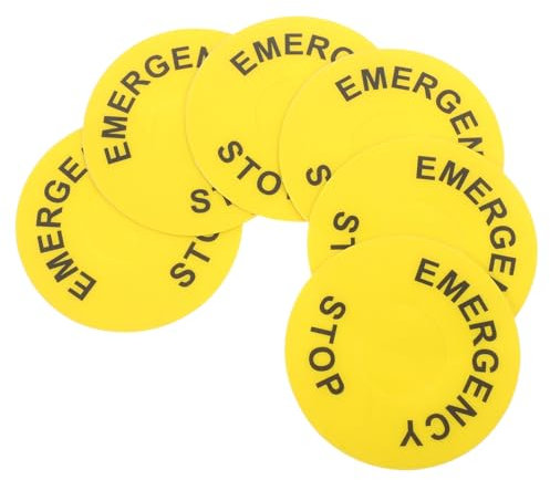 BUGUUYO 6pièces Autocollants De Sécurité Pvc Pour Bouton Arrêt Urgence Étiquettes Adhésives Durables Pour Signalisation Arrêt Urgence Sur Équipements Industriels Et Machines