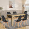 FURNITABLE Juego de 6 sillas de comedor y mesa de comedor rectangular de 140 cm, para salón, cocina, oficina (roble y negro+6 sillas negras)