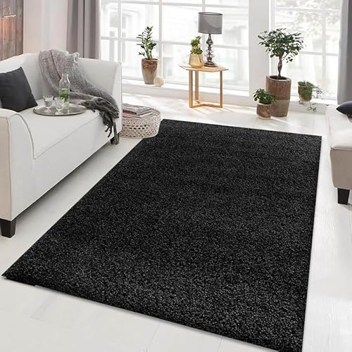 Cozy Haven Shaggy Collection Rugs - Large Fluffy Area Rug Carpet Non-Slip Soft Modern Indoor Shaggy Floor Rug for Living Room, Bedroom, Hallway, Lounge – (Black, 200x290 cm)