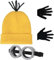 Raqieman 3 Stück Karneval Kostüm Zubehör, Gelb Mütze, Runde Steampunk Brille & Schwarze Handschuhe Set für Männer & Frauen, Gelb Strickmütze für Erwachsene, Halloween, Karneval Kostüm Cosplay