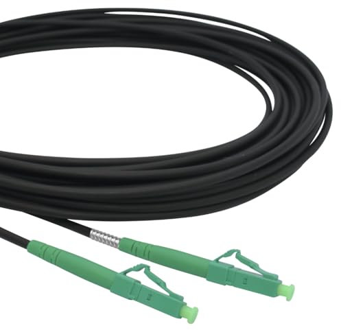 Conectra® - Glasfaserkabel gepanzert | OS2 | LC/APC auf LC/APC | schwarz | ideal für Heimnetzwerke | passend für Deutsche Telekom, Vodafone, 1&1, Deutsche Glasfaser und viele mehr (Länge 20 Meter)