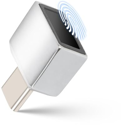 USB C Fingerprint Reader for Win 10 11, 360° Detection Mini Fingerprint Scanner 0.5s Touch Speedy Matching Portable Biometric Scanner USB Security Key for File Encryption