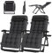 ONKBOITE 2er Set Sonnenliege klappbar Liegestuhl Gartenliege Keine Installation, mit Getränkehalter, Relaxliege mit Kissen, atmungsaktiv, für innen Gartenstuhl Campingstühle(Schwarz, 77cm)