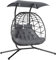 Outsunny Hängesessel mit Gestell faltbar Hängekorb mit Kissen Sonnenschutzdach Polyrattan Hängestuhl für 2 Personen Outdoor Hängeschaukel belastbar bis 260kg Sessel für Balkon Terrasse Dunkelgrau