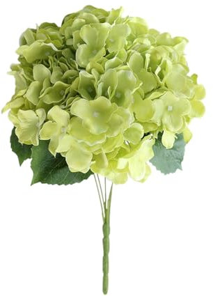Florals - Ramo de hortensias de seda de 13 pulgadas con tallos largos artificiales realistas para decoración de boda, calabaza gigante de 26 pies (verde, talla única)