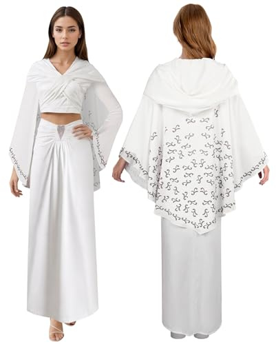 Roeutoo Ritterkostüm für Damen, Königin, Cosplay, weißes Kleid, Oberteil, Rock, Zubehör für Erwachsene