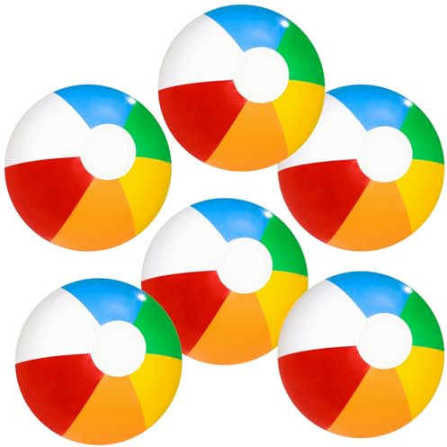 HTTDSLF 6 Stück Wasserball Aufblasbar 22cm Bunt Strandball Inflatable Beach Ball Klein, Wasserbälle Aufblasbare Beach, WWasserball Erwachsene Sommer-Pool-Party-Spielzeug