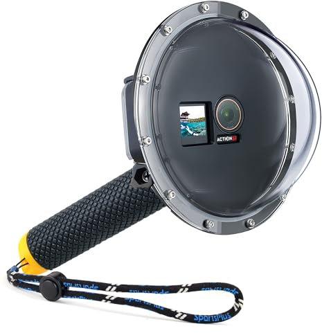 YALLSAME Dome Port für DJI Osmo Action 3/4/5 Pro Kamera, 45 m wasserdichtes Gehäuse mit schwimmendem Handgriff für Osmo Action 5Pro/4/3, Tauchen/Schnorcheln Zubehör für Unterwasseraufnahmen
