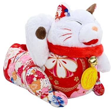 Onmygogo Indoor Fuzzy Winter Animal Lucky Fortune Cat Plush Slippers for Women, Warm House Slipper (US 8-10.5, lucky cat)