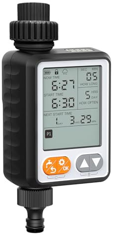 Temporizador de aspersor con 10 programables separados, temporizador digital de agua de manguera de riego con retardo de lluvia, IP67 impermeable de 3.3 pulgadas, programas LCD grandes, sistema de