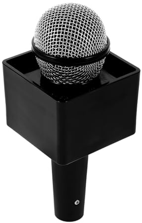 IMIKEYA Simuliertes Mikrofon Requisite Kinder Spielzeug Mikrofon Attrappe Kunstoff 17cm Schwarz Mit Ständer Bühnenauftritte Party Rollenspiele