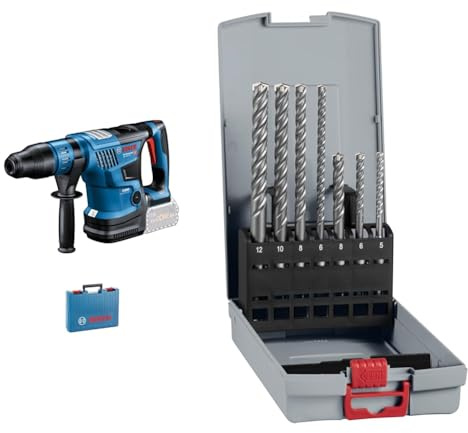 Bosch Professional 18V System Cordless Rotary Hammer BITURBO GBH 18V-36 C + 7X PRO SDS plus-5X Hammer Drill Bit Set (for Concrete, Lime and Sand Bricks, Ø 5-12 mm)