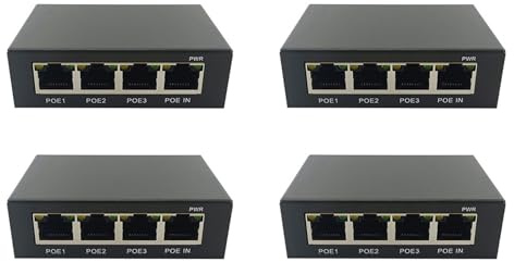 MVOSJFIE 4X 4 Port Gigabit POE 100/1000M Network Switch Extender IEEE802.3Af/At Plug&Play for PoE Switch NVR IP Camera AP