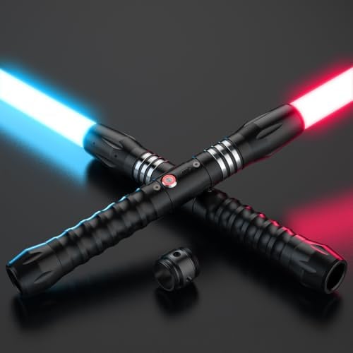 FlyQintess 24 Couleurs Lightsaber, 102CM Sabre Laser Lumineux pour Effets sonores FX, USB-C Rechargeable Lightsaber Sons Simulés de Combats pour Cosplay, Noël (Prisma 2pc)