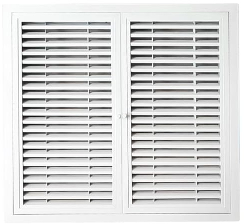 QSNYJPL Cache Radiateur Moderne Meuble Radiateur avec 2 Portes et Poignée Cache Box Internet avec Stores Ajourés pour Salon et Salle de Bain(60x60cm/24x24in)