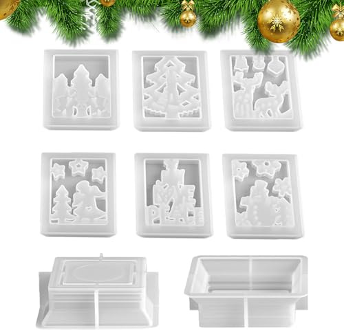 Nankoyal Weihnachtliche Harz-Formen – flexibles Bastelzubehör – Weihnachtskerzenformen, Urlaubsdekoration, für Laterne, Gips, Heimdekoration, Kunst und Handwerk, Tischaufsätze, Urlaub, Anfänger