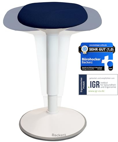 Backerz Bürohocker Ergonomisch TESTSIEGER, Höhenverstellbarer Sitzhocker | 40–60 cm | Ergonomischer Hocker für Büro & Schreibtisch | Büro Stehstuhl Schwingeffekt | Wackelhocker Büro Arbeitshocker