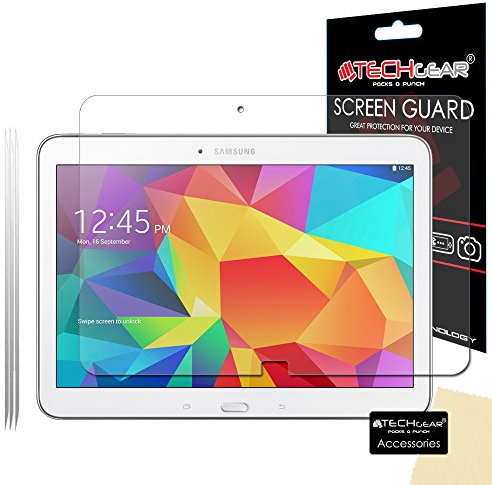 TECHGEAR [3 Pack] Protection d'Écran pour Galaxy Tab 4 10.1, Film de Protection Écran Ultra Clair avec Chiffon et Carte d'Application Compatible pour Samsung Galaxy Tab 4 10.1 Pouces (SM-T530)
